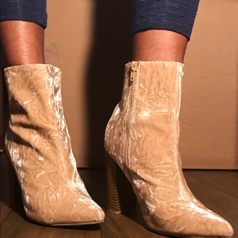 Ankle booties, Tan thick heel- 3 inch heel